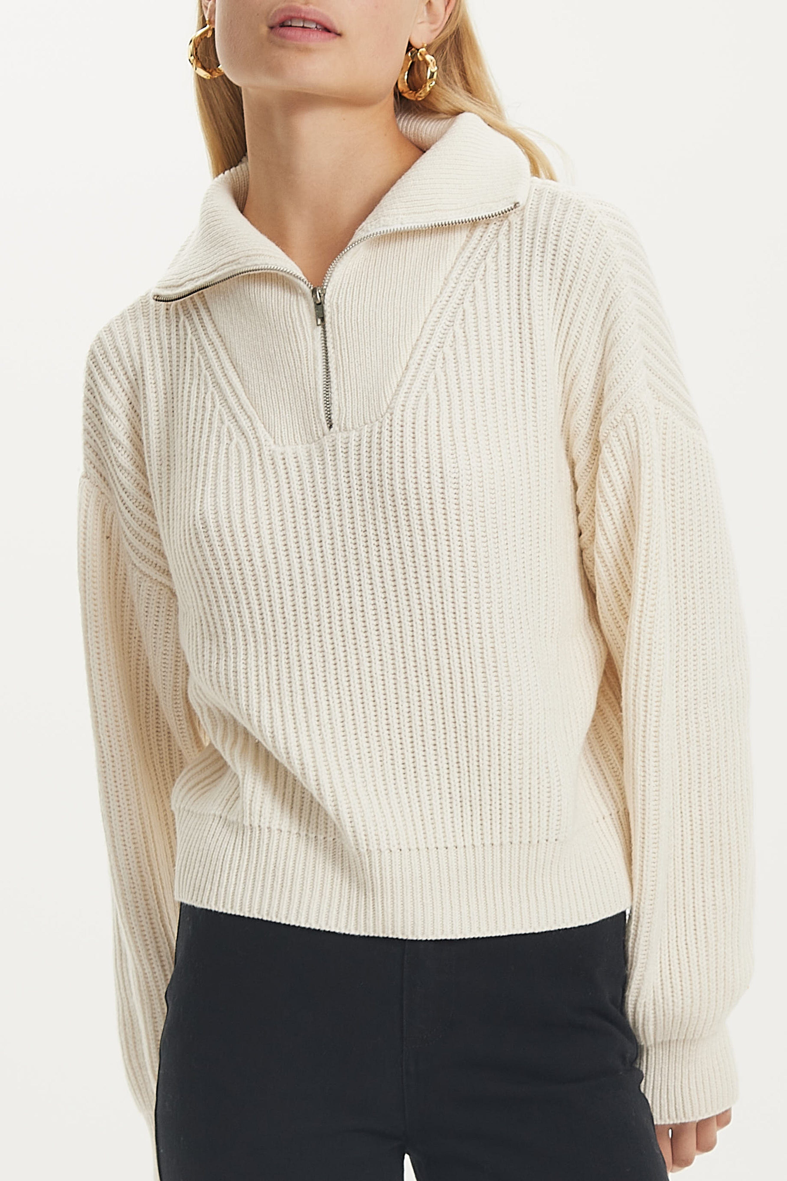Zip-up knitted sweatshirt