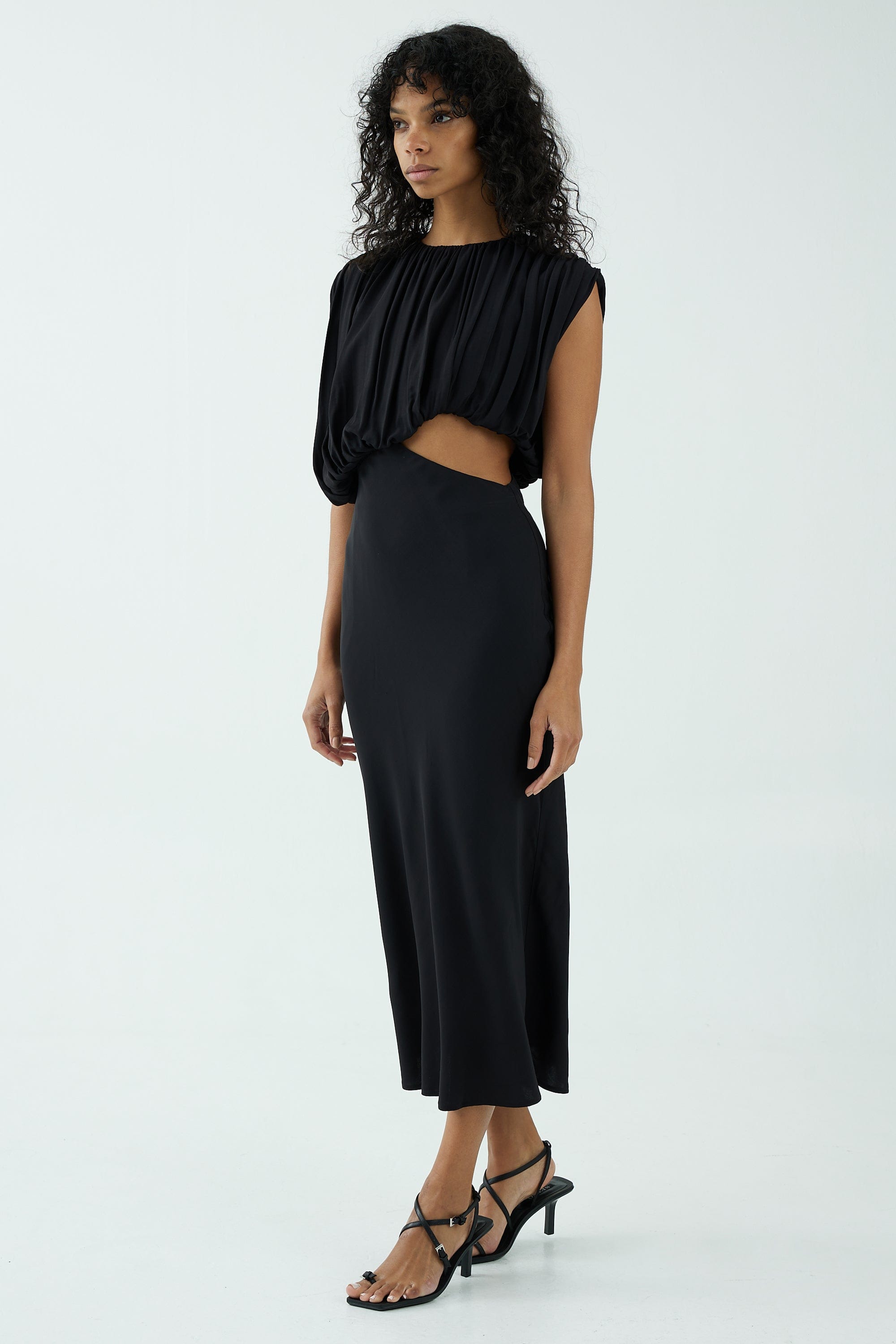 OVERFLOW DRAPE MIDI DRESS | BLACK | Third Form | Women's Sale Dresses ...
