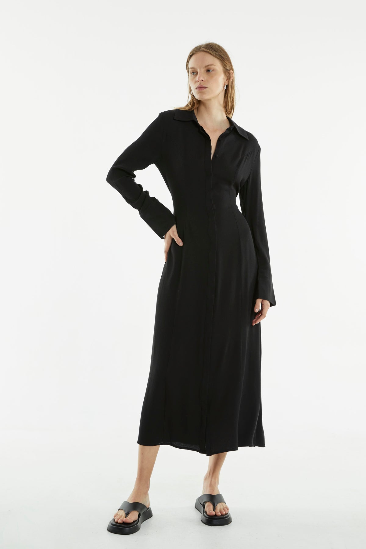 RETROSPECT MIDI SHIRT DRESS | BLACK | Third Form | After Work Attire ...